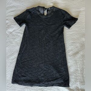 Zara Blue and Black Boucle Textured Short Sleeve Dress